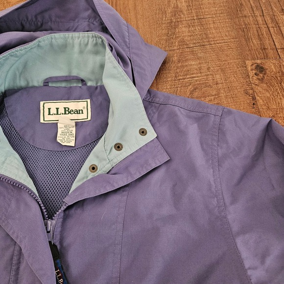 Vintage LL Bean Womens Petite Small Blue Hooded Jacket Lightweight 90s Classic - Picture 6 of 11